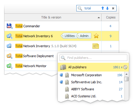 Network software installations browser