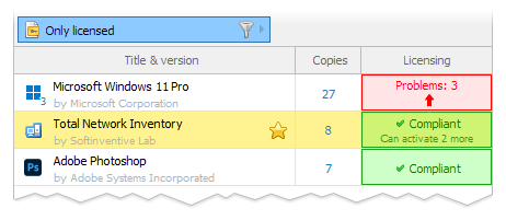 Software license compliance management